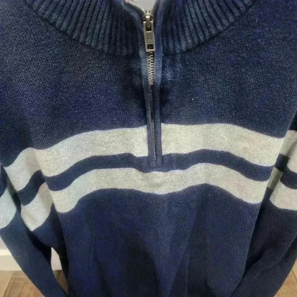 Tommy Hilfiger Quarter Zip Pullover Sweater Men Large Blue 100% Cotton Soft - Picture 2 of 6